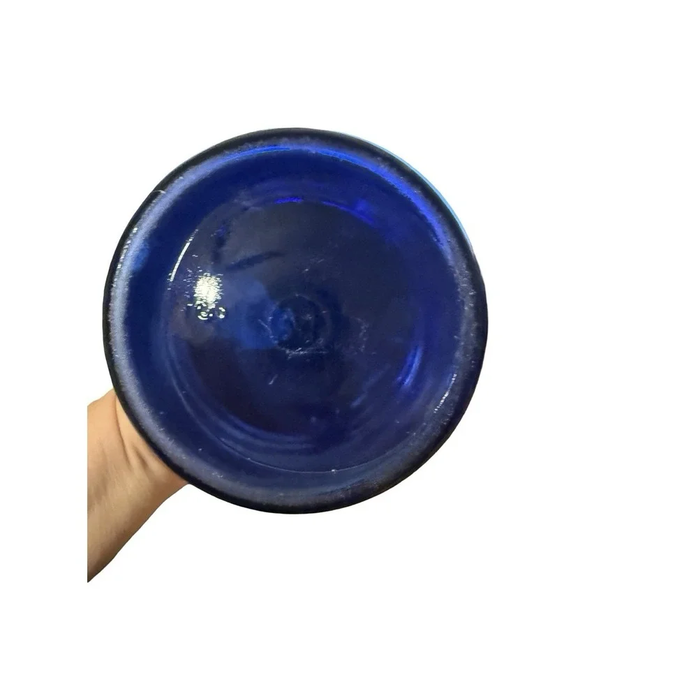 Vintage Maryland Glass Corp Cobalt Blue Jar 4.25 Apothecary Cold Cream Metal Lid